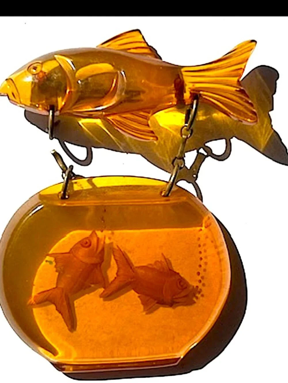 Vintage Bakelite FISH Fishbowl Brooch Pin 